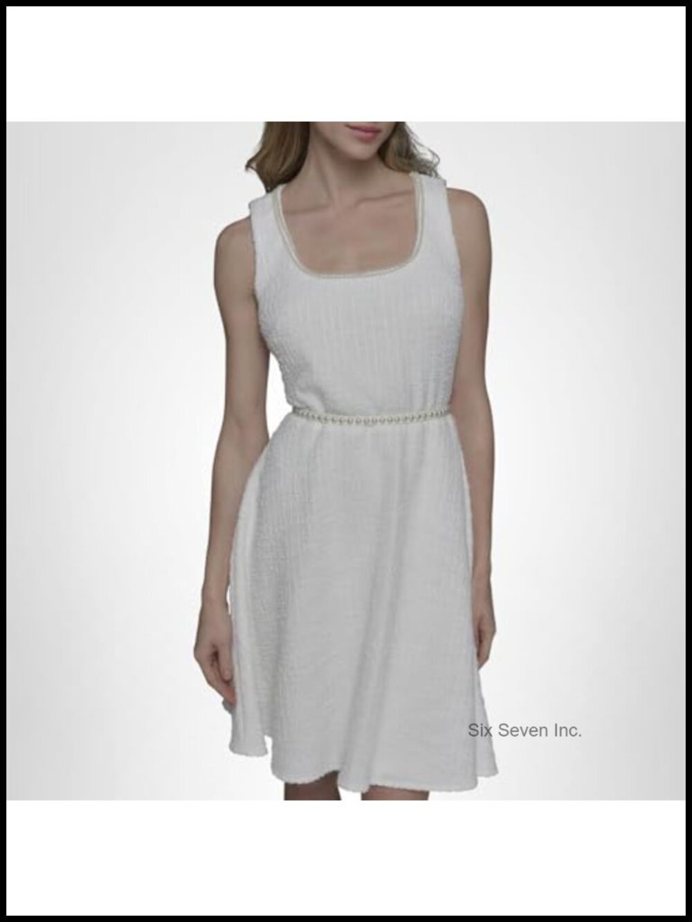 Karl Lagerfeld A-Line Mini Dress Scoop Neck Sleeveless Polyester Spandex Work